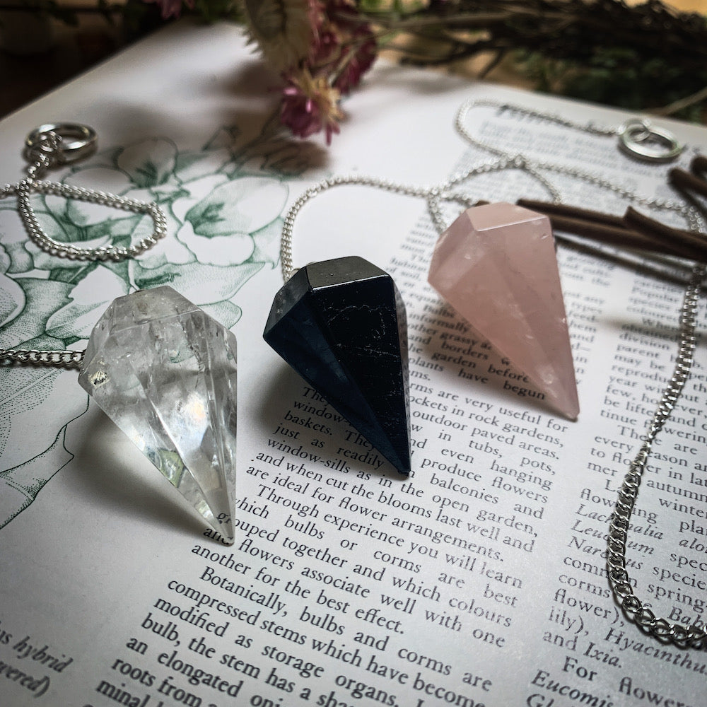 Crystal Pendulums Clear Quartz Black Obsidian Rose Quartz