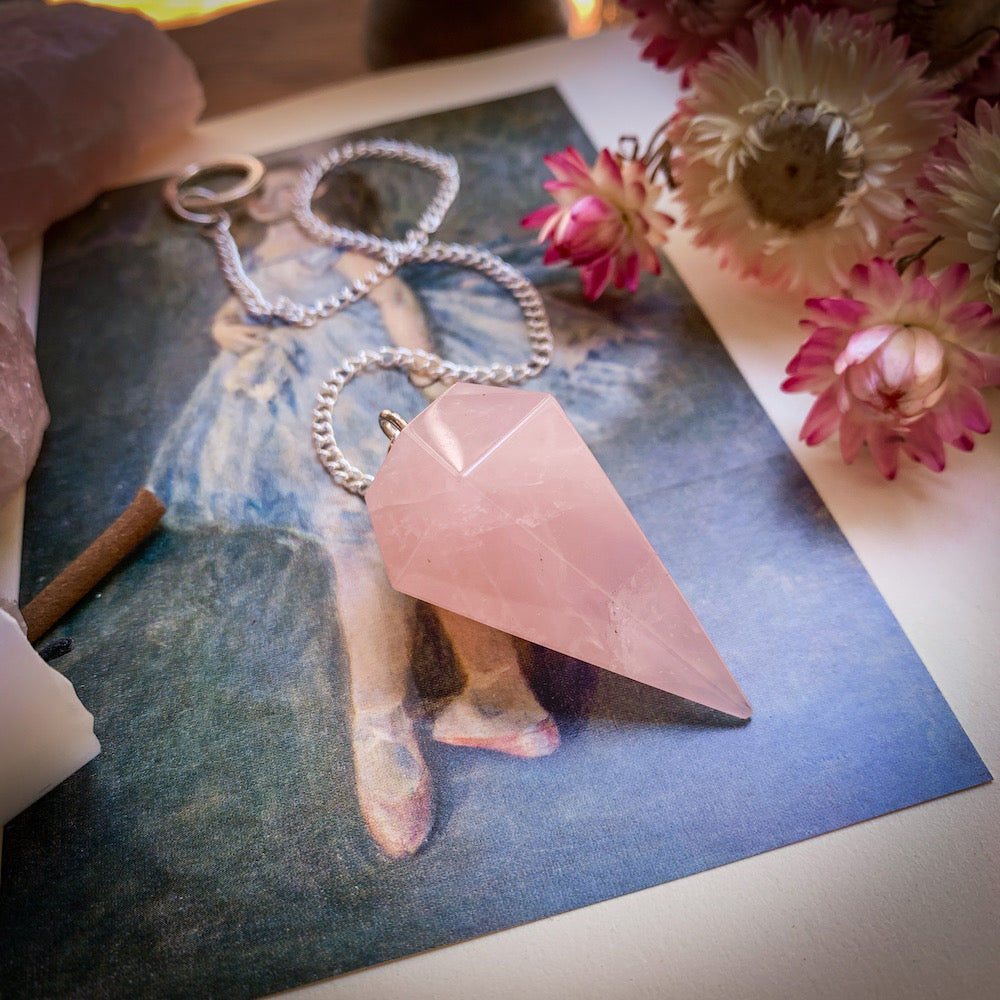 Rose Quartz Crystal Pendulum