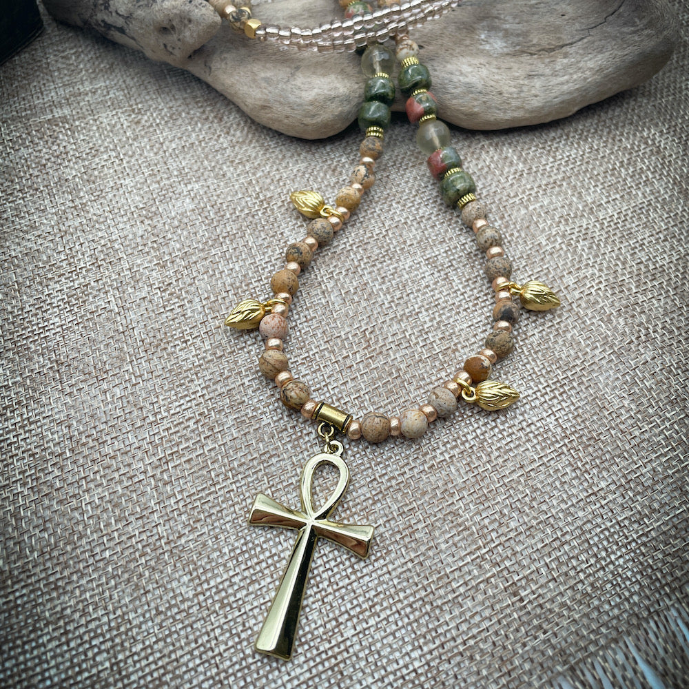 LOTUS ANKH NECKLACE