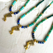 LAPIS LAZULI & TURQUOISE NEFERTITI NECKLACE