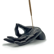 BLACK RESIN HAND INCENSE HOLDER