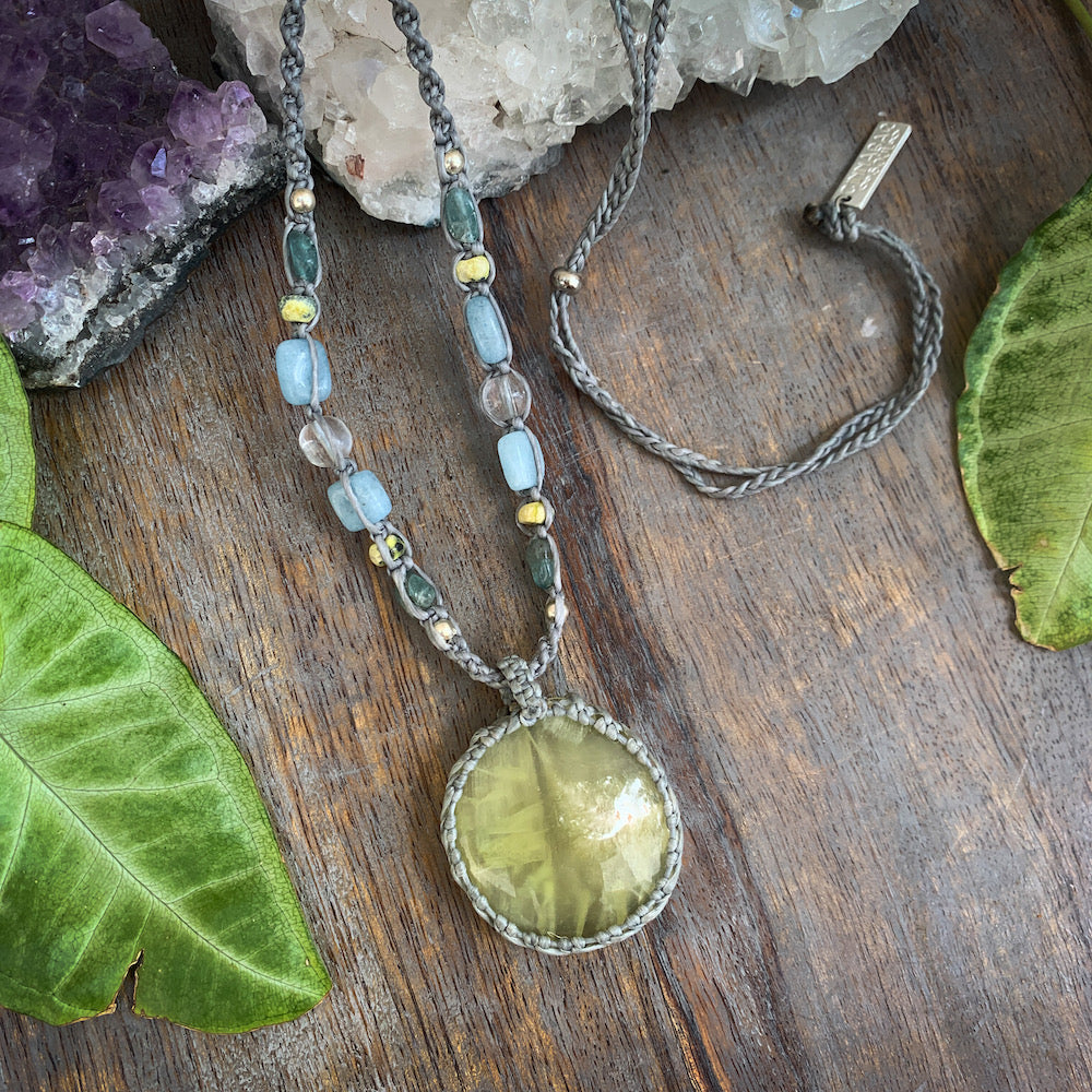 Handmade Prehnite Crystal healing necklace