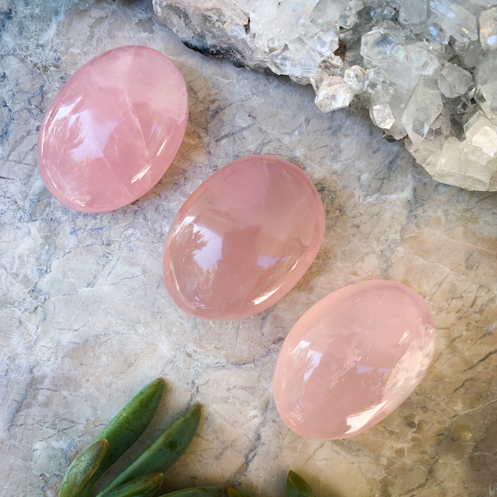 Rose Quartz crystal palm stone