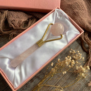 Rose Quartz Facial Roller in box