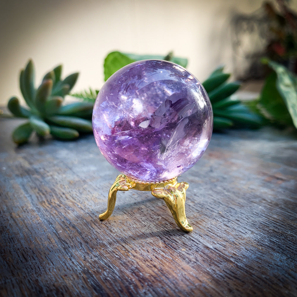 Amethyst Mini Orb Crystal Sphere Cinnabar Soul